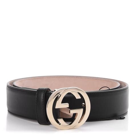 Gucci Selleria Calfskin Mens Interlocking G 37mm Belt 90 36 Black